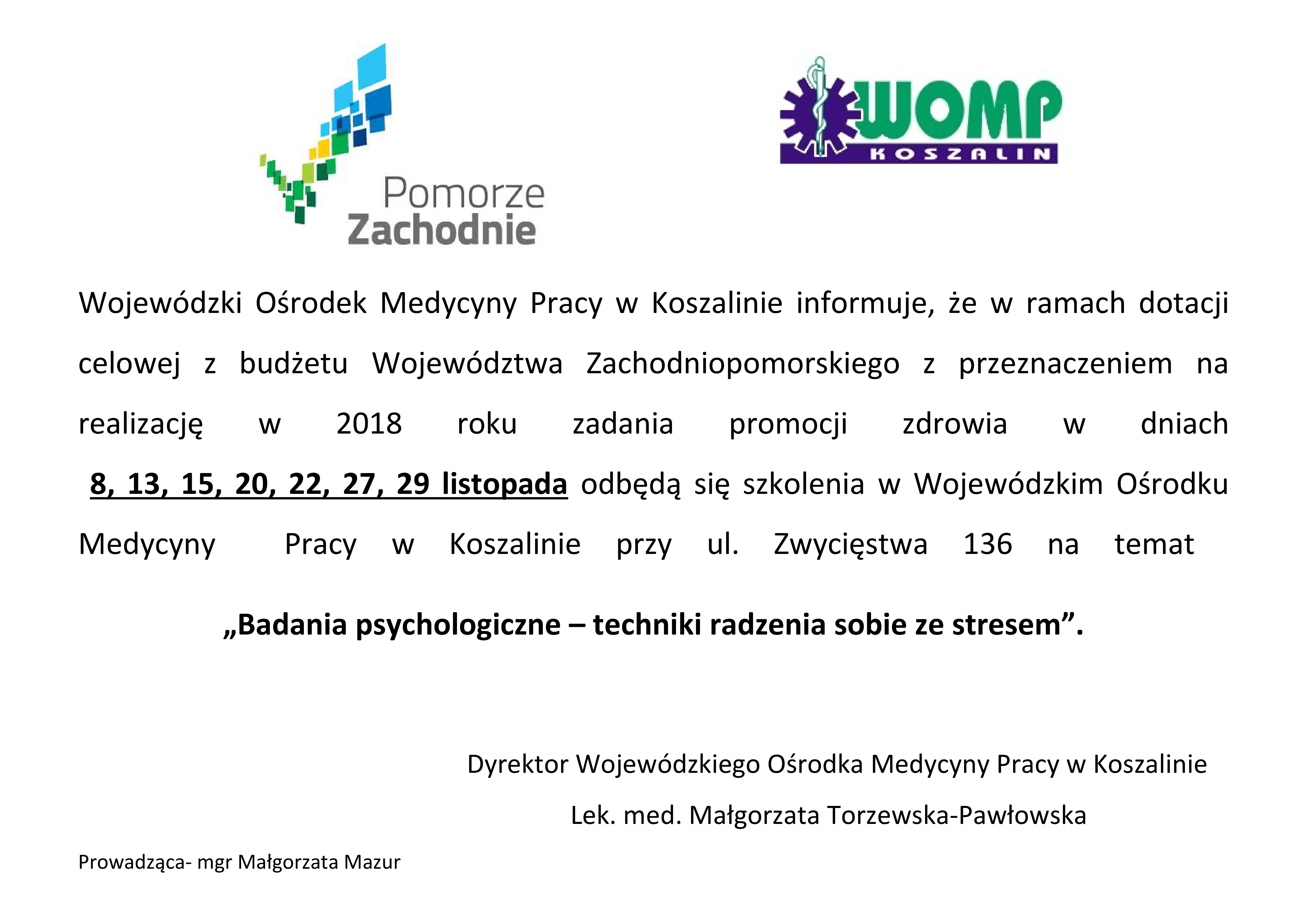 Szkolenie na temat Badanie psychologiczne-techniki radzenia sobie ze stresem